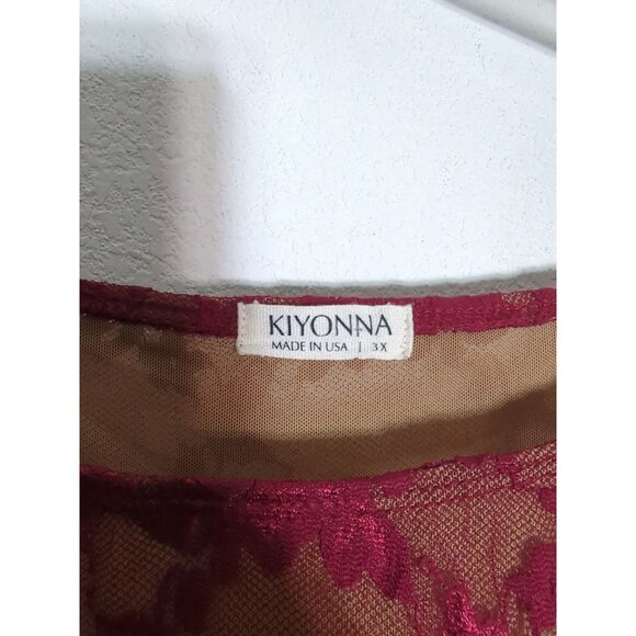 Kiyonna Womens Dress Lace Red Burgundy Maroon Christmas Holiday Plus Size 3X - Picture 4 of 12